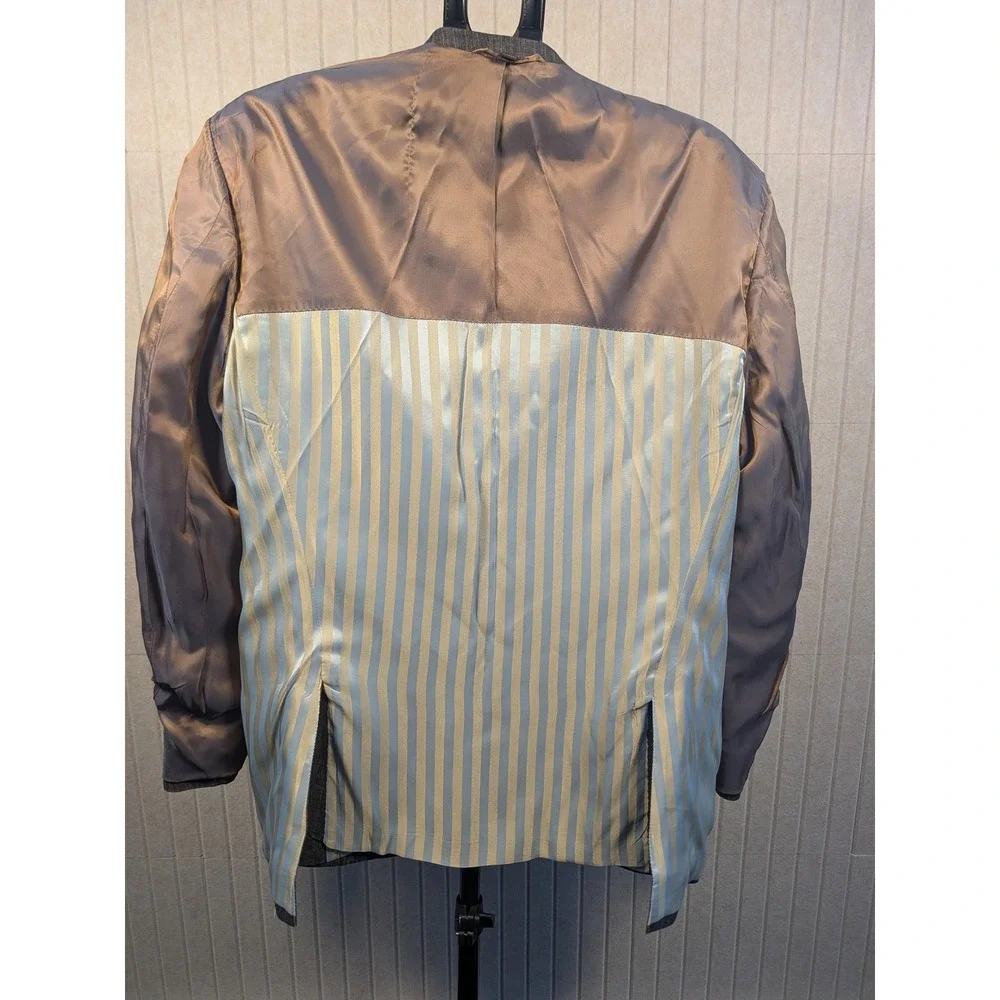 Kroon Sport Coat Mens 40R Copper Grey Pinstripe 100% Linen Connick Blazer EUC